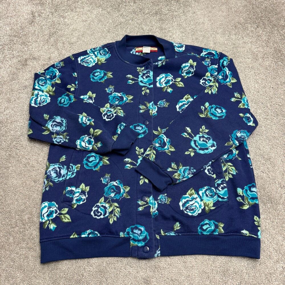 Vintage 90s Tudor Court Snap Button Down Sweatshirt Womens Large Petite Floral